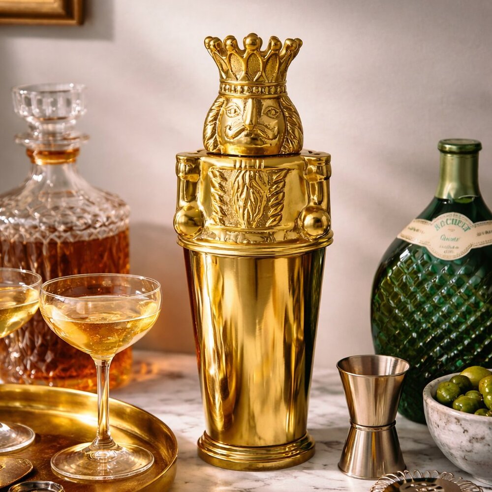 Anthropologie Nutcracker Cocktail Shaker New York City Ballet Gold Barware 28 oz